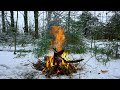 🔥 4K Campfire in the Winter Forest (12 HOURS). Relaxing Campfire with Burning Logs and Fire Sounds