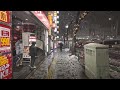 Snowy Tokyo Night Walk | Nakano to Araiyakushi-mae | JAPAN | 4K 60fps