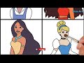 How to draw Princesses Disney - Belle, Moana, Ariel, Pocahontas, Cinderella for Kids & Toddlers