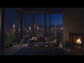 Relaxing fireplace and rain in New York -perfect for sleep, meditation, stress relief and relaxation