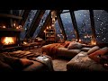 Go To Bed With The Cats in Cozy Winter Room - Smooth Jazz Music -  Fire, Wind Sound Out Window