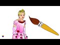 Learn colors for toddlers kids. Magic paintbrush and shades of orange. Coloring video cartoon