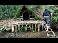 3 DAYS solo survival CAMPING. CATCH and COOK, Fishing. Giant MUSHROOM. Building BUSHCRAFT SHELTER