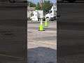 alley dock wheel turns (turn wheel straight to push trailer. DO NOT try to straighten truck)