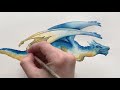 Watercolor dragon - speed painting.  Using only two paints