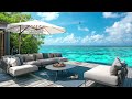 Elegant Bossa Nova Jazz Music - Outdoor Beach Coffee Shop Ambience with Ocean Waves for Happy Moods