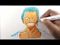 How to draw Roronoa ZORO | 30 Days Drawing Challenge | Day 13 | Ohuhu Markers
