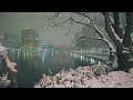 [4K] Midnight Snowy Seokchon Lake Stroll - Heavy snow day in Seoul Walk | 폭설내린 날 자정, 잠실 석촌호수 눈내리는 풍경