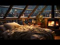 Snow Night Jazz at Cozy Winter Bedroom Ambience with Relaxing Jazz Music & Fireplace for Sleep, Work