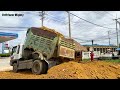 Opening New Project, Bulldozer KOMATSU D31P Work, Dump Truck Unloading, Filling Up The Land huge