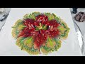 Creating Poinsettia Flower with Fluid Acrylics, Plastic Cup and Paper Napkin / Reverse Flower Dip🌺🖌️