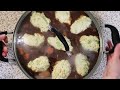 Rich beef stew and fluffy dumplings