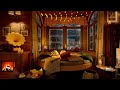 Cozy Winter Night with 4K Coffee Shop Ambience and Relaxing Jazz Piano Music for Study, Sleep &Chill