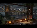 Brooklyn Bridge Rain Study Ambience in New York / Rain with Distant Thunderstorm Sounds for Studying