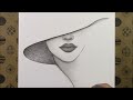 Çok Kolay Şapkalı Kadın Çizimi Kolay Karakalem Resimler Nasıl Çizilir