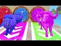 Paint & Animals Duck,Gorilla,Lion,Elephant,Cow,Sheep Fountain Crossing Transformation Animal Cartoon