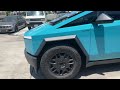 Cybertruck wrapped in Miami blue