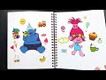 TROLLS STICKER BOOK MAKEOVER | POPPY, BIGGIE, HARPER, DIAMOND FUNNY STICKER ACTIVITY