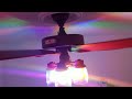 Hunter Original ceiling fan with 4 different colored light bulbs