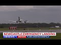 Plane lands successfully at NSW airport following landing gear failure | 9 News Australia