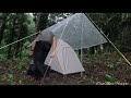 TRANSPARENT PLASTIC TARP SHELTER IN STORM HEAVY RAIN‼️ SOLO CAMPING IN THE RAIN