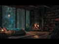 Comfortable Bedroom In Rainy Forest Ambience: Fireplace, Rain On Window Help Sleep Deeply, Relax