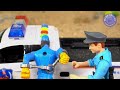 Rescue the truck from the pit with excavator and crane truck | Police car toy stories | Mega Trucks