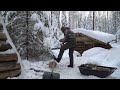 SURVIVE EXTREME COLD IN AN UNDERGROUND LOG CABIN. -30°C. 3 DAYS IN THE WILD FOREST
