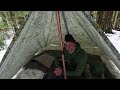 TARP TUTORIAL: Winter camping setup in 4 MINUTES! No trees required for this easy HOLDEN TENT pitch