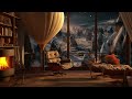 Cappadocia Cozy Winter Ambience for Reading with a Fireplace, Snowfall | 4K | TV Art with Music