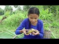 fishing after raining down - grilled fish recipe banana leaves spicy taste | Rural Cooking Life