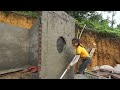 Construction genius 20 year old girl: Building bricks house - Apply the cement coat to the wall