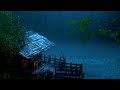 🌧️ Lluvia Relajante y Truenos para Dormir Sonidos de Lluvia en Casa de Hojas Junto al Lago