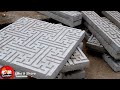 Making garden tiles easily from cement with pre-made molds | Garden tile design ideas