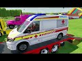 TRANSPORTING ALL POLICE CARS & AMBULANCE EMERGENCY VEHICLES WITH TRUCKS ! Farming Simulator 22