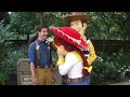 DISNEYLAND WOODY AND JESSIE MAKE JOKES WITH CAST MEMBERS ALL - AMERICAN ROUNDUP ( HD)