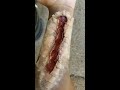 Arm cut with fake blood