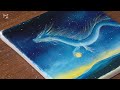 How to painting a dragon dancing in the night sky | Acrylic Painting for Beginners