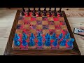 Floating Chess of Wood and Epoxy Resin with LED