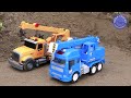 Rescue the truck from the pit with excavator and crane truck | Police car toy stories | Mega Trucks