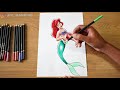 Drawing Disney's Ariel (The Little Mermaid) Time-lapse | JMZ Illustrations