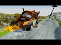 Epic Downhill Car Survival (Monster Truck, Double Bus, Race Car, Mcqueen, Big Mater) - BeamNg Drive