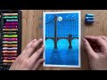 How to draw moon light scenery with oil pastel/for beginners step by step