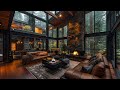 Morning Spring in Cozy Living Room🌤️ Smooth Jazz Background Music with Fireplace Sounds for Study