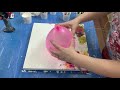 Acrylic Pour - Balloon Dip/Smash/Kiss technique with awesome results! Abstract flower painting #68