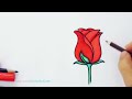 How to Draw + Color a Rose Super EASY Realistic