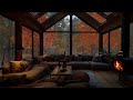 Mountain Cabin with Heavy Rain & Thunder - Cozy Fireplace Ambience