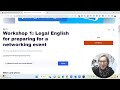 131: Legal English for Networking Workshop Series