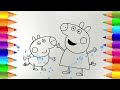 Cómo dibujar a Peppa pig con su hermano George | Dibujos para niños