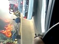 RV burning down, glass melting